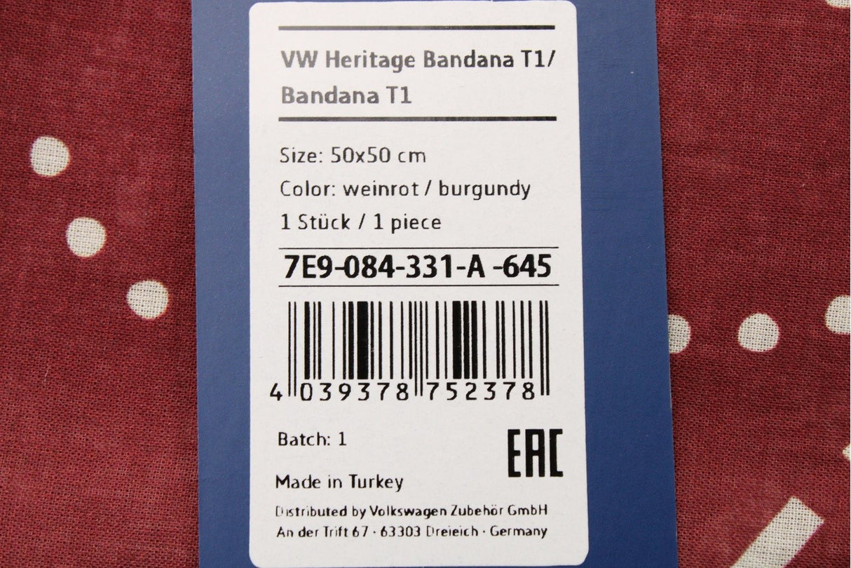 VW Heritage collection T1 Split screen bandana (Burgundy) 7E9084331A 645