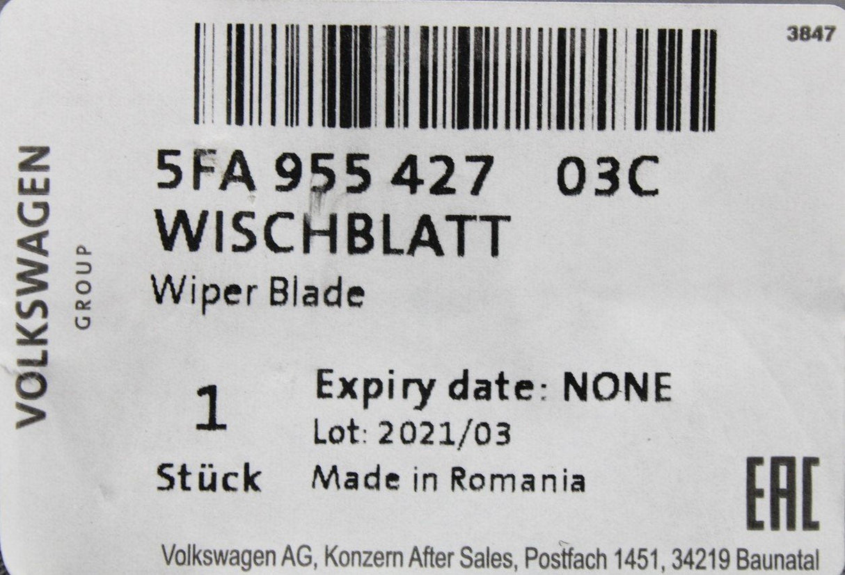 SEAT Leon 2020-on rear screen wiper blade (hatchback) 5FA955427 03C
