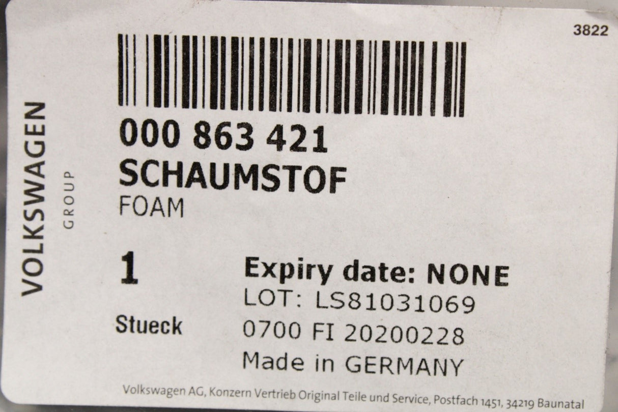 VW Audi Skoda SEAT foam block damping cushion (30x20x4cm) 000863421