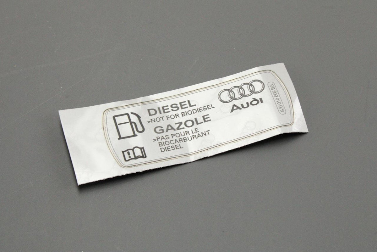 Audi A1 A3 Q3 TT 08-on fuel filler flap diesel sticker 8J0010508BG, view 1