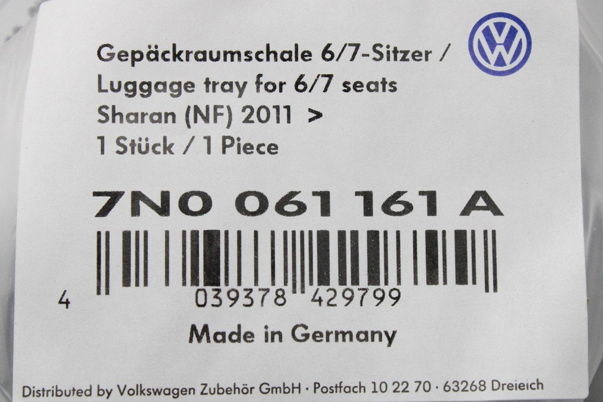 VW Sharan 2010-2021 boot luggage compartment tray 6+7 seater 7N0061161A
