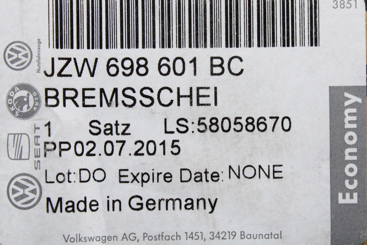 VW Golf MK4 Bora Beetle SEAT Leon 256mm rear discs & pads JZW698601BC