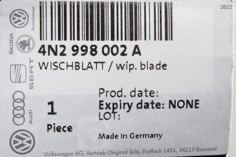 Audi A8 S8 2018-on front aero windscreen wiper blades (RHD) 4N2998002A