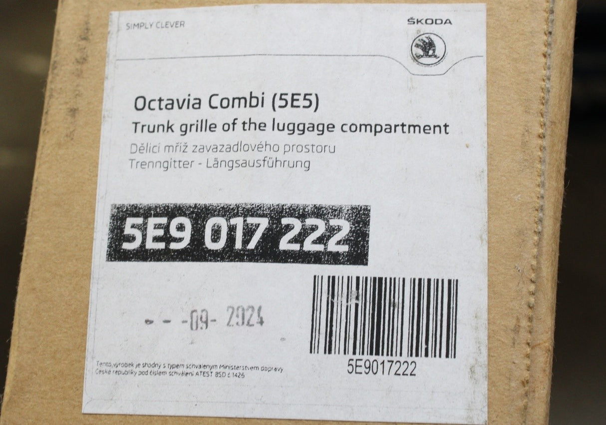 Skoda Octavia Estate 2013-20 longitudinal boot parition grille 5E9017222