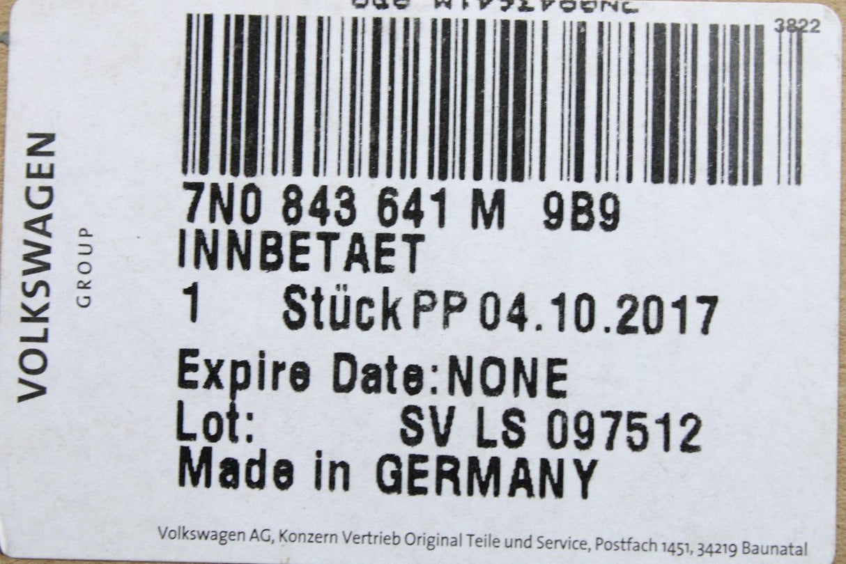 VW Sharan SEAT Alhambra left inner sliding door handle 7N0843641M 9B9
