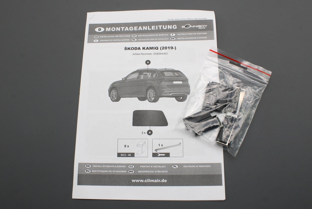 Skoda Kamiq 2019-on rear door windows sun blinds kit 658064363