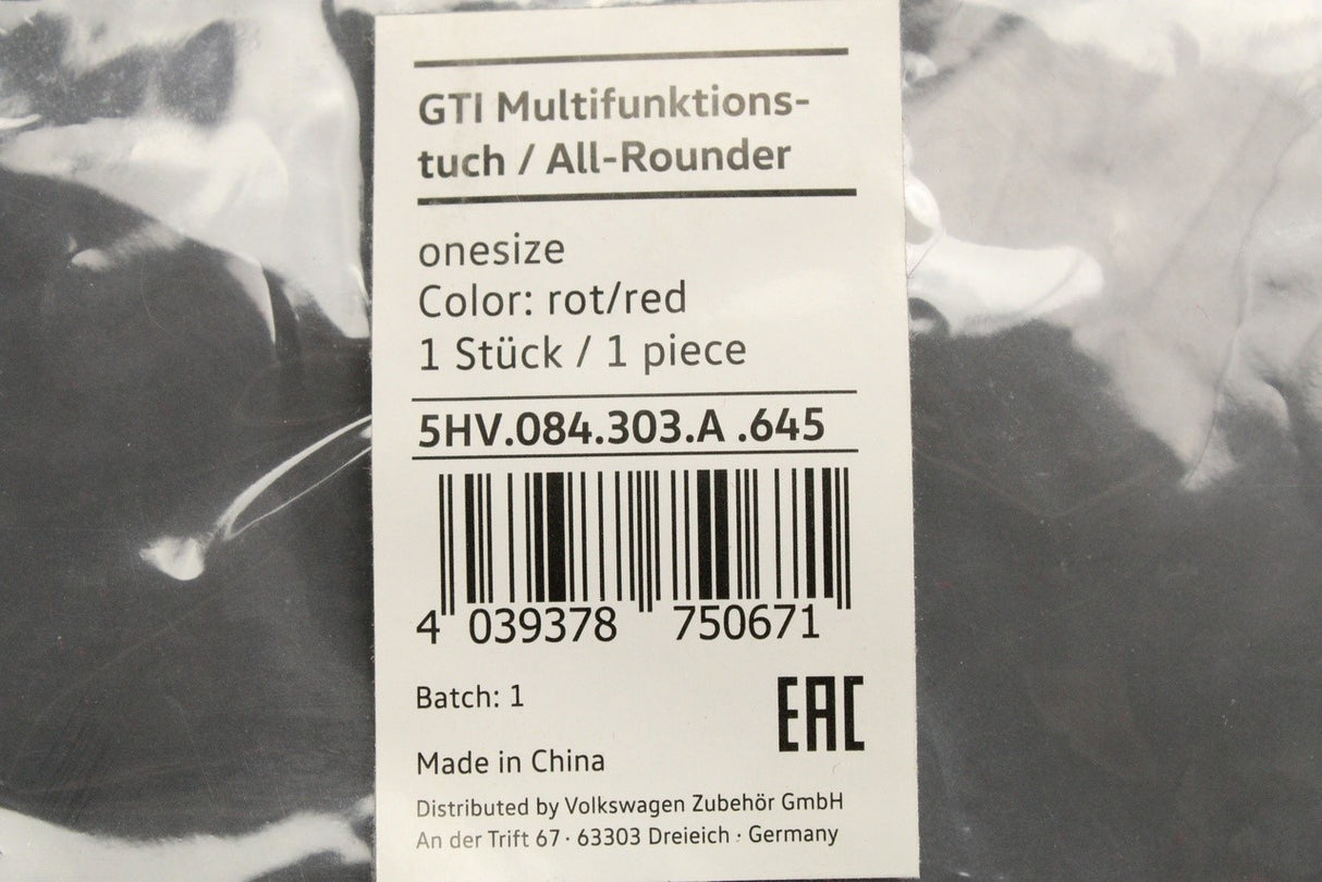 VW GTI snood/scarf in red 5HV084303A 645