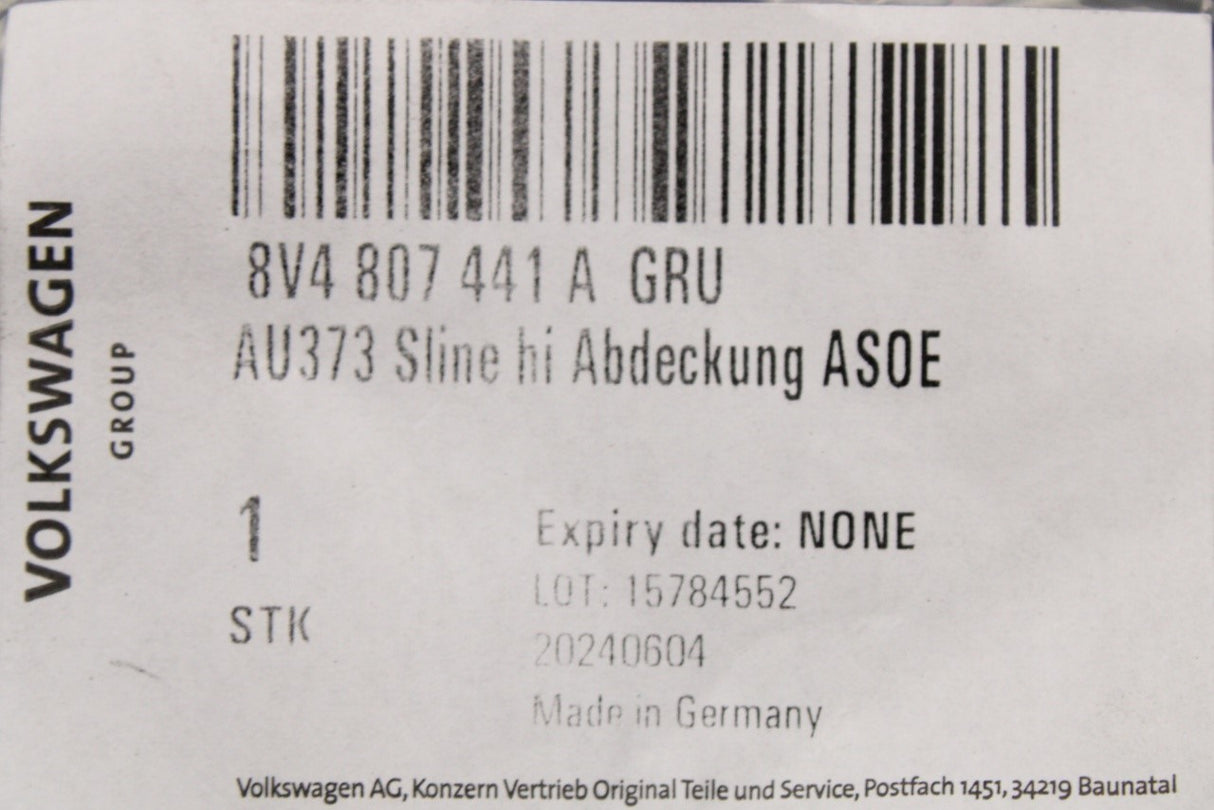 Audi A3 Sportback 2013-2016 bumper tow eye cover (rear) 8V4807441A GRU