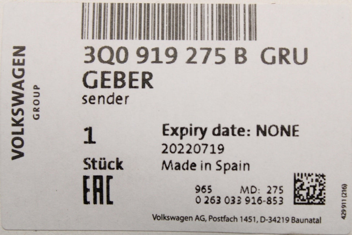 VW Tiguan Skoda Kodiaq 2016-24 parking sensor (rear side) 3Q0919275B GRU