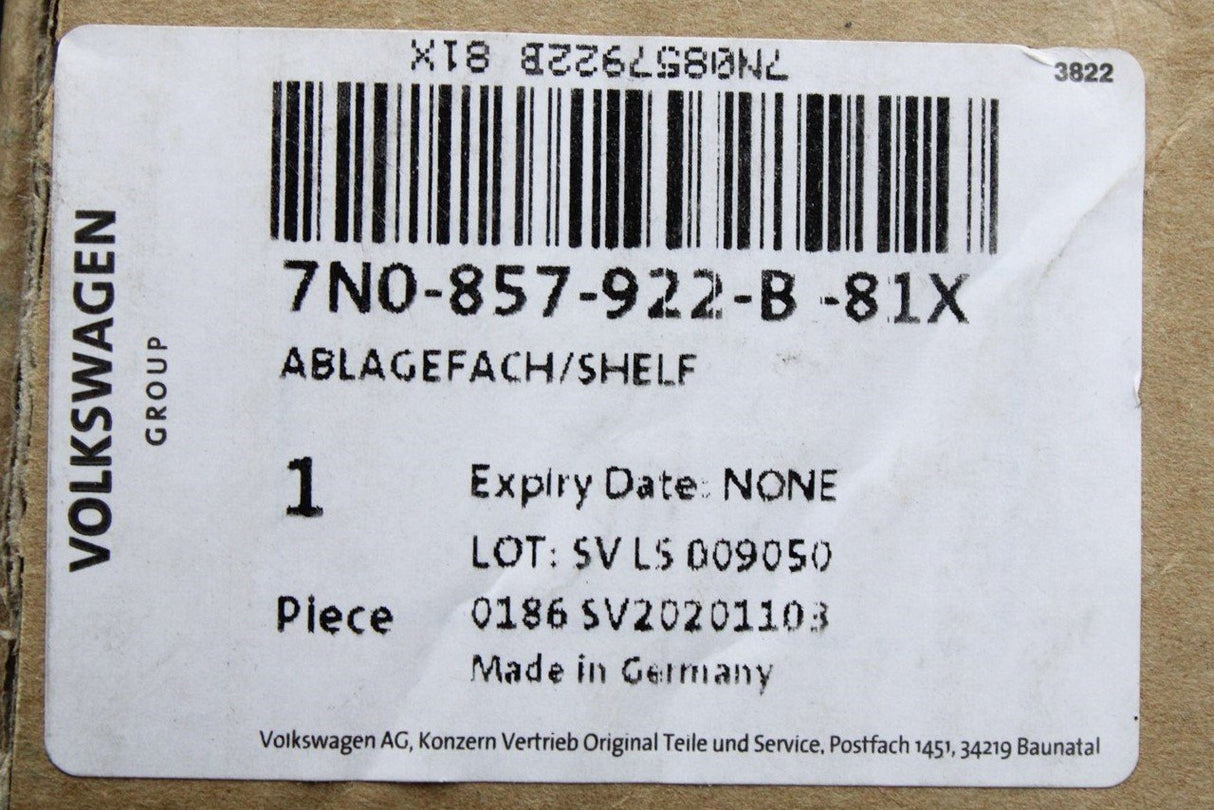 VW Sharan 2011-on SEAT Alhambra dashboard stowage comp. 7N0857922B 81X