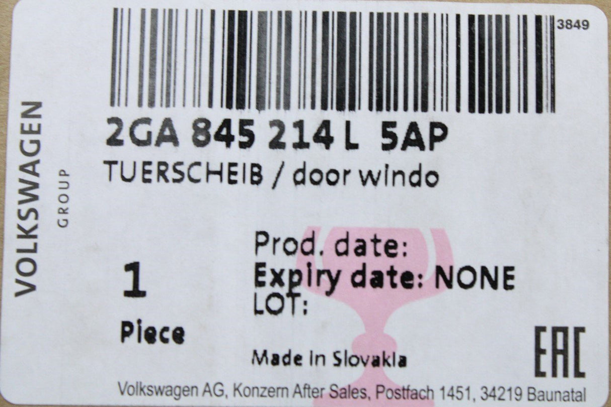 VW T-Roc 18- rear quarter glass window with seal (right) 2GA845214L 5AP