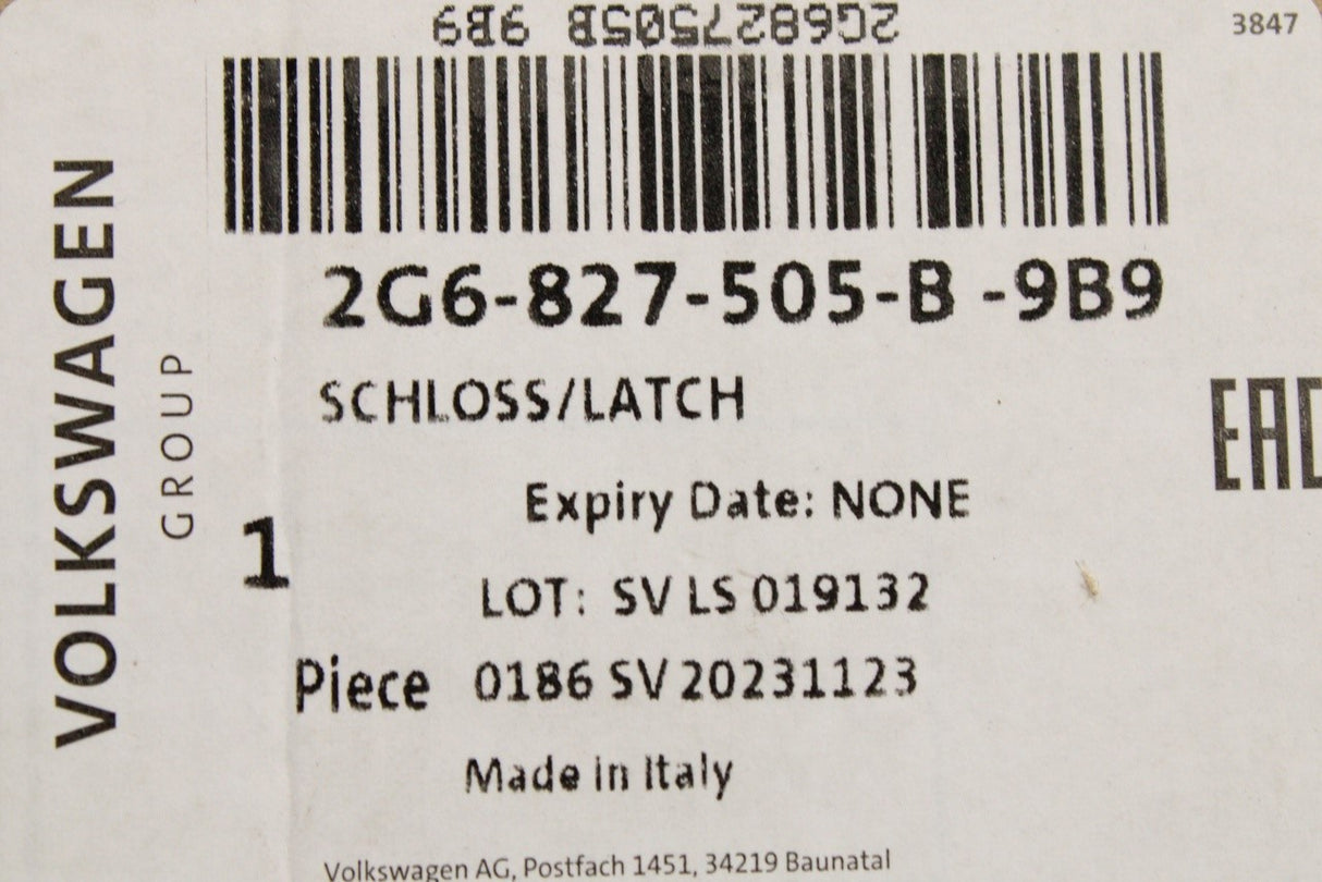 VW Golf Polo T-Cross T-Roc Cab Audi A1 boot lock latch 2G6827505B 9B9