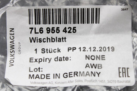VW Touareg 7L 2003-10 Rear wiper blade 7L6955425