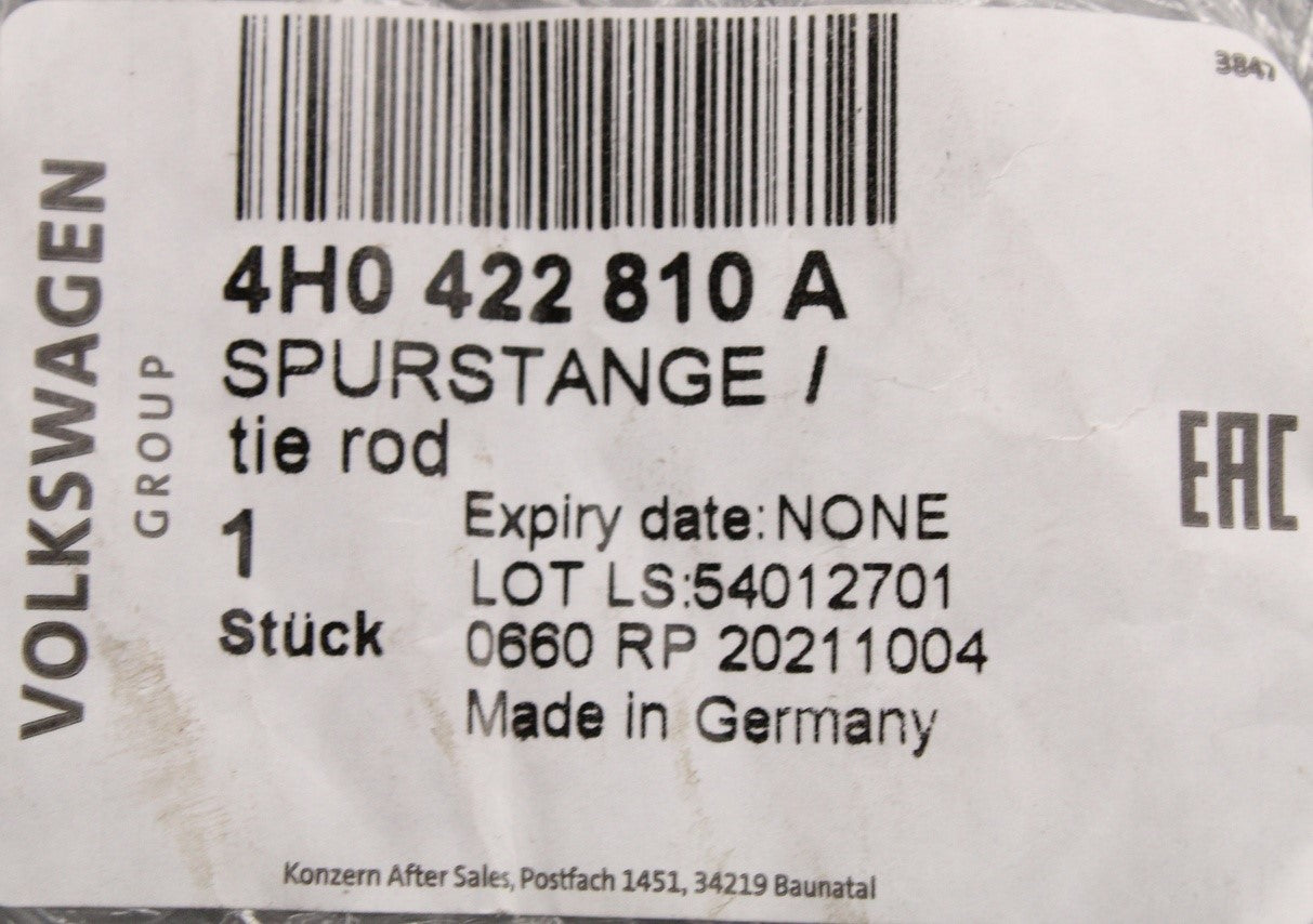 Audi A4 RS4 A5 RS5 A8 inner steering tie track rod 4H0422810A