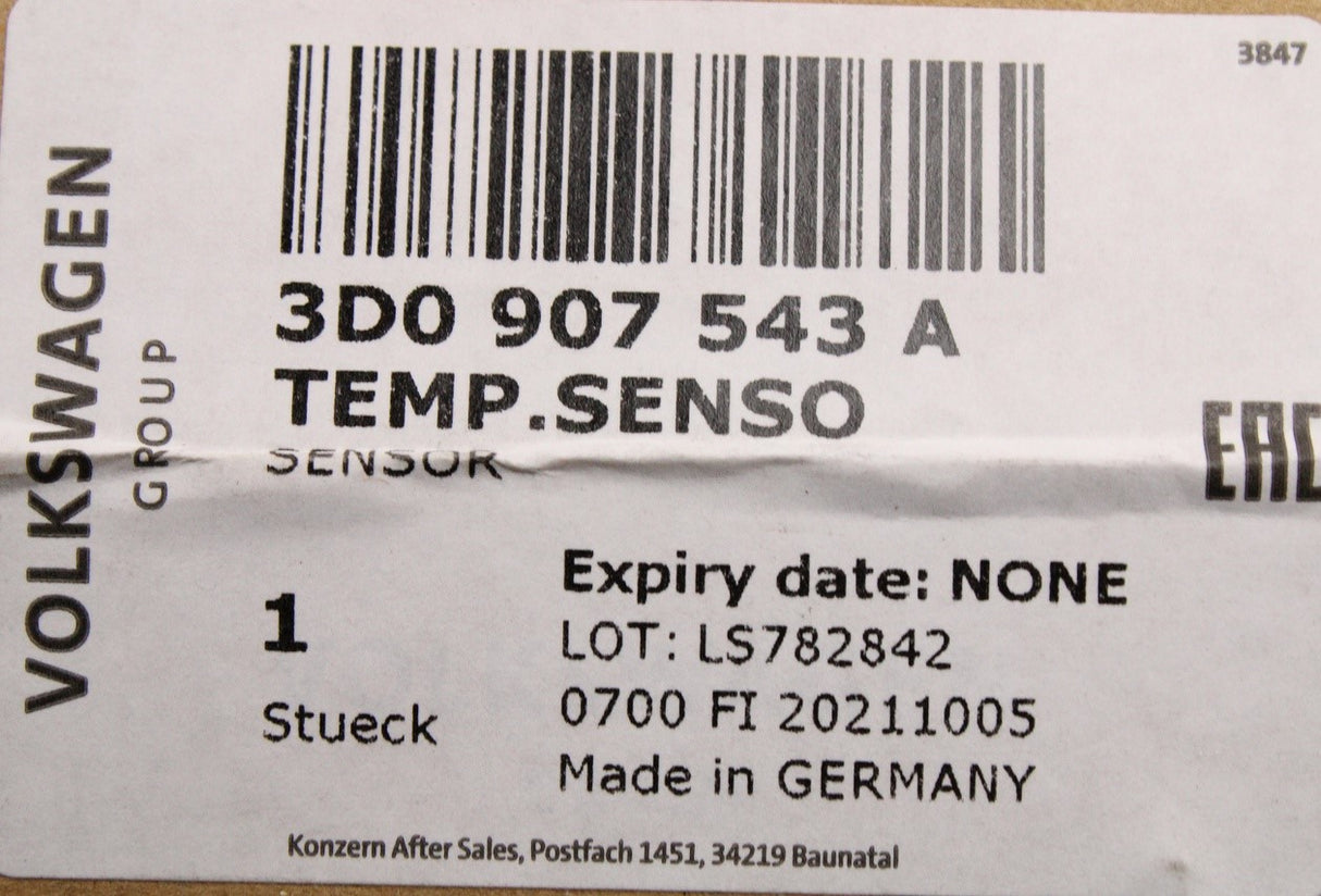 VW Audi Skoda SEAT interior vent temperature sensor 3D0907543A