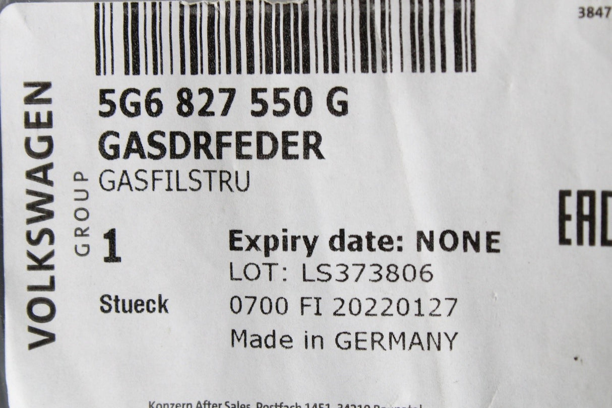 VW Golf MK7 MK7.5 2013-2020 boot lid tailgate gas strut (x1) 5G6827550G