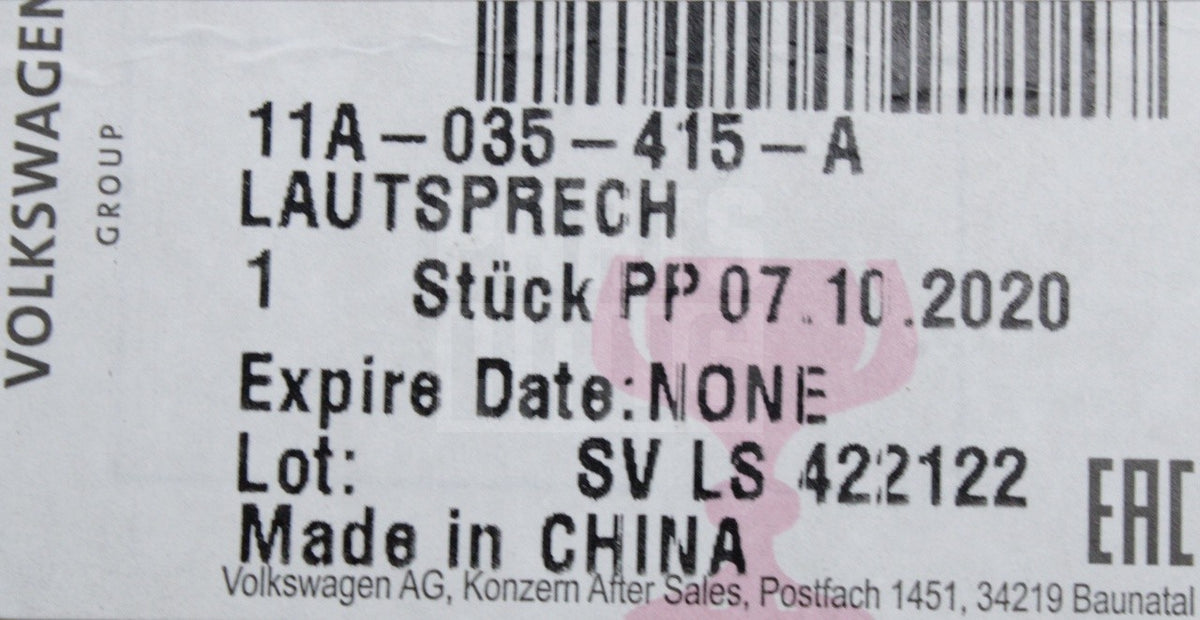 Audi Q4 etron 22-on VW ID3 20-on ID4/5 21-on mid tone speaker 11A035415A