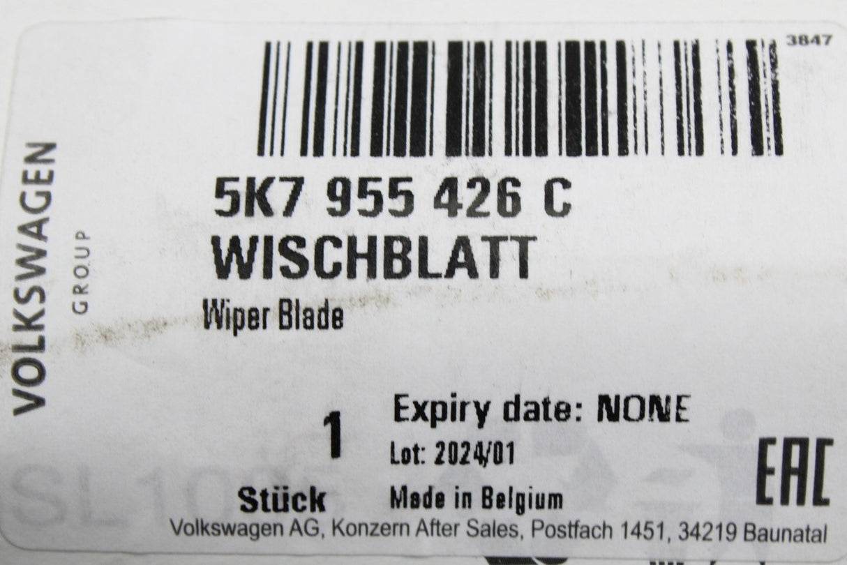 VW Golf Cabriolet 2012-2016 RHD single wiper blade (drivers) 5K7955426C