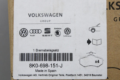 Audi S5 Sportback Coupe Cabriolet 2008-2011 front brake pads 8K0698151J