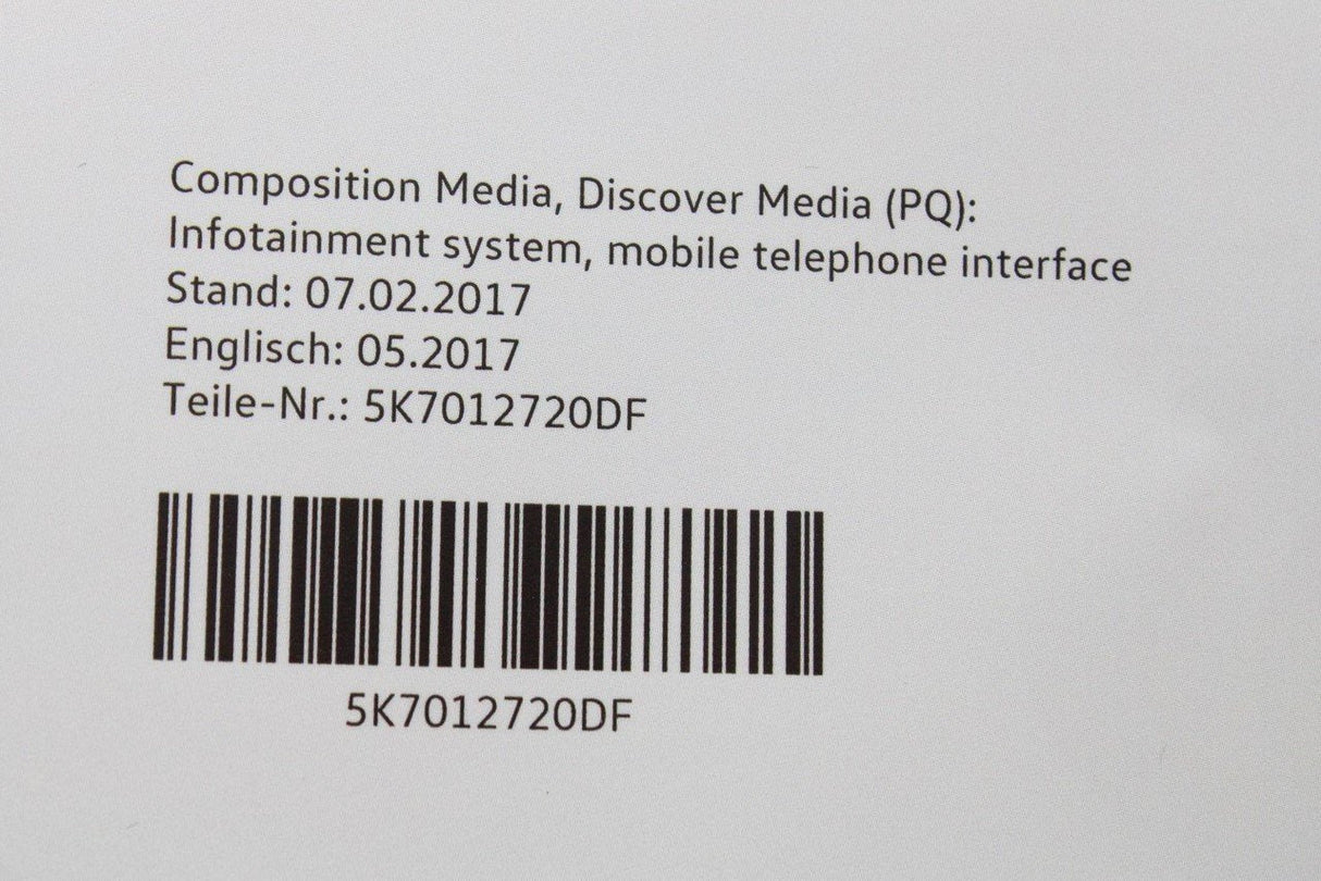 VW Composition Media PQ instruction booklet edition 05/2017 5K7012720DF