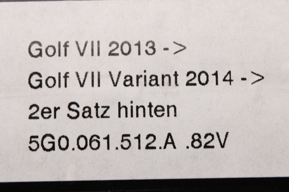 VW Golf MK7 MK7.5 2013-20 rear rubber floor mats set 5G0061512A 82V
