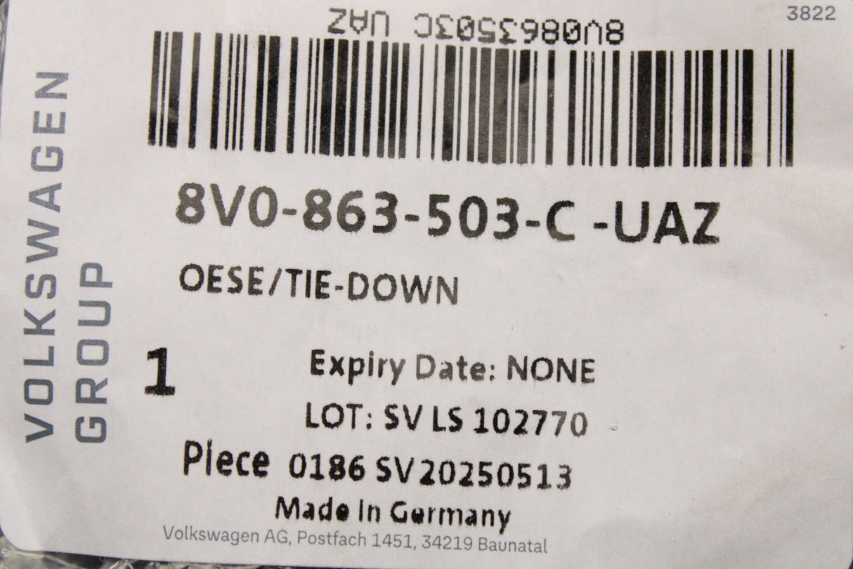 Audi A3 S3 RS3 Q2 Q3 TT TTS TTRS tie down lashing point 8V0863503C UAZ