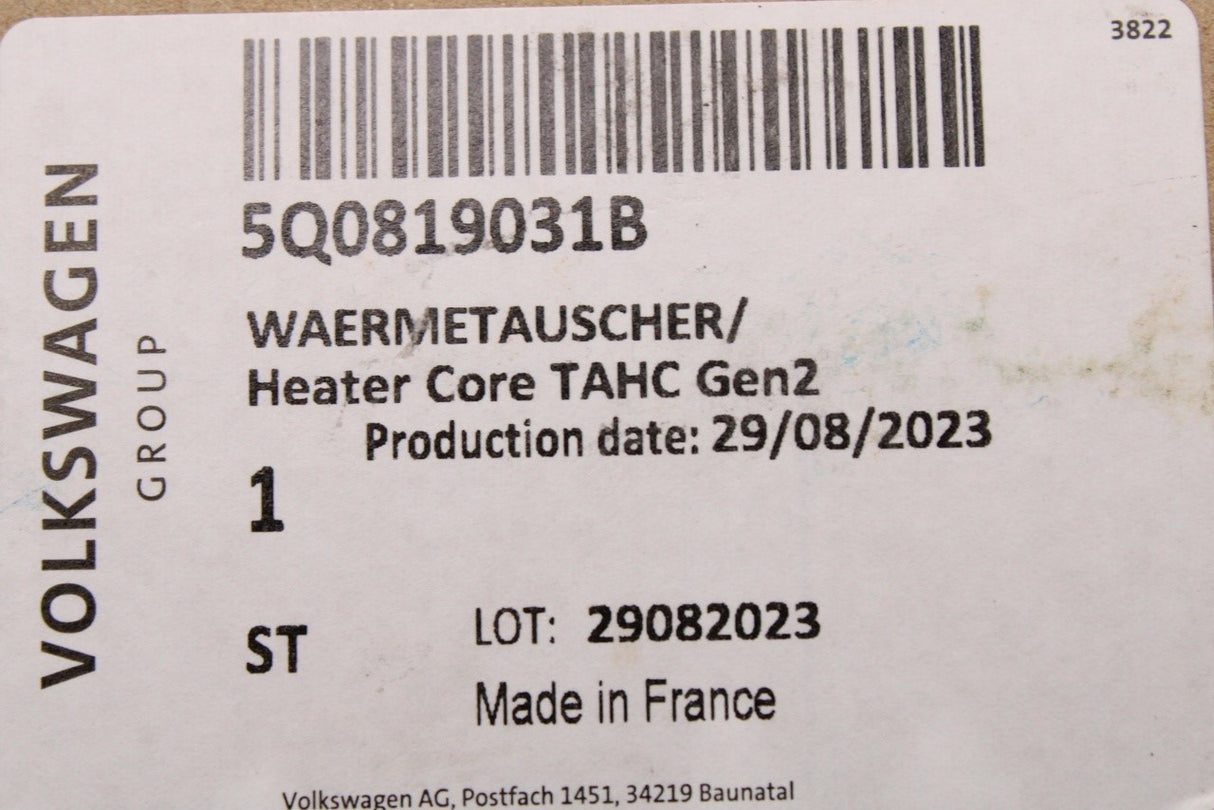 VW Golf Audi A3 Skoda Octavia SEAT CUPRA heater matrix core 5Q0819031B