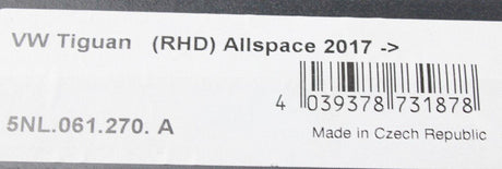 VW Tiguan Allspace 2018- premium textile floor mat set (RHD) 5NL061270A