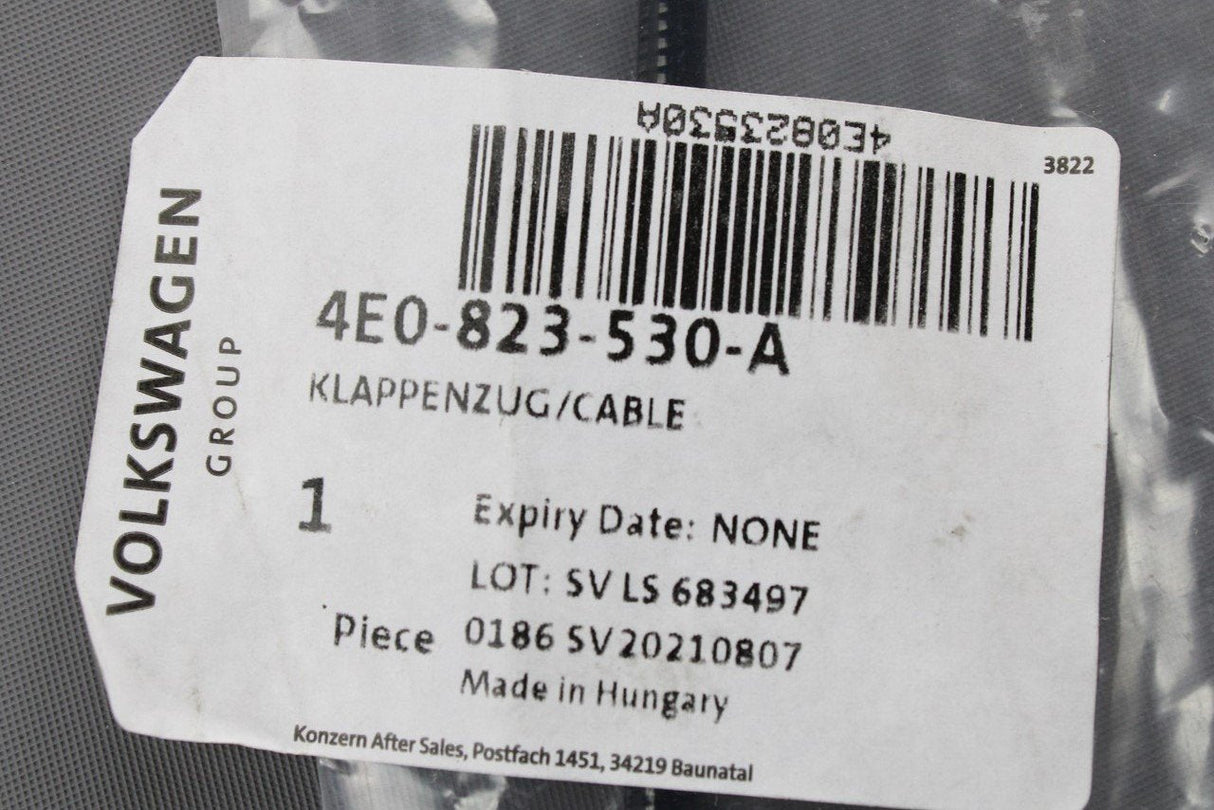 Audi A8/S8 D3 2004-2010 bonnet lid lock release cable (right) 4E0823530A