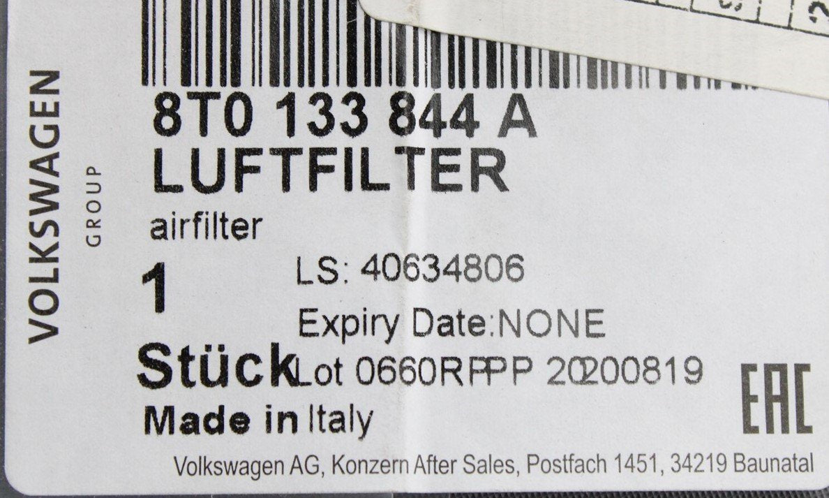 Audi RS4 B8 RS5 2013-16 air filter elements (pair) 8T0133843A 8T0133844A