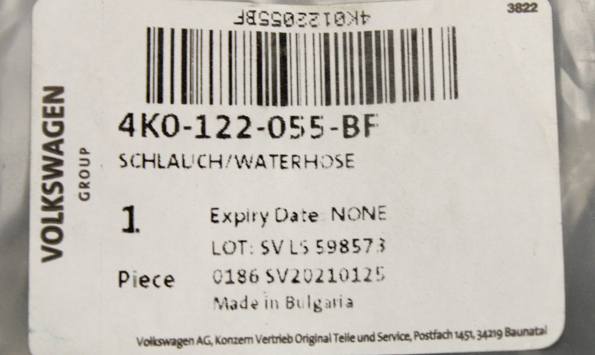 Audi A6 A7 2019-on coolant hose 4K0122055BF