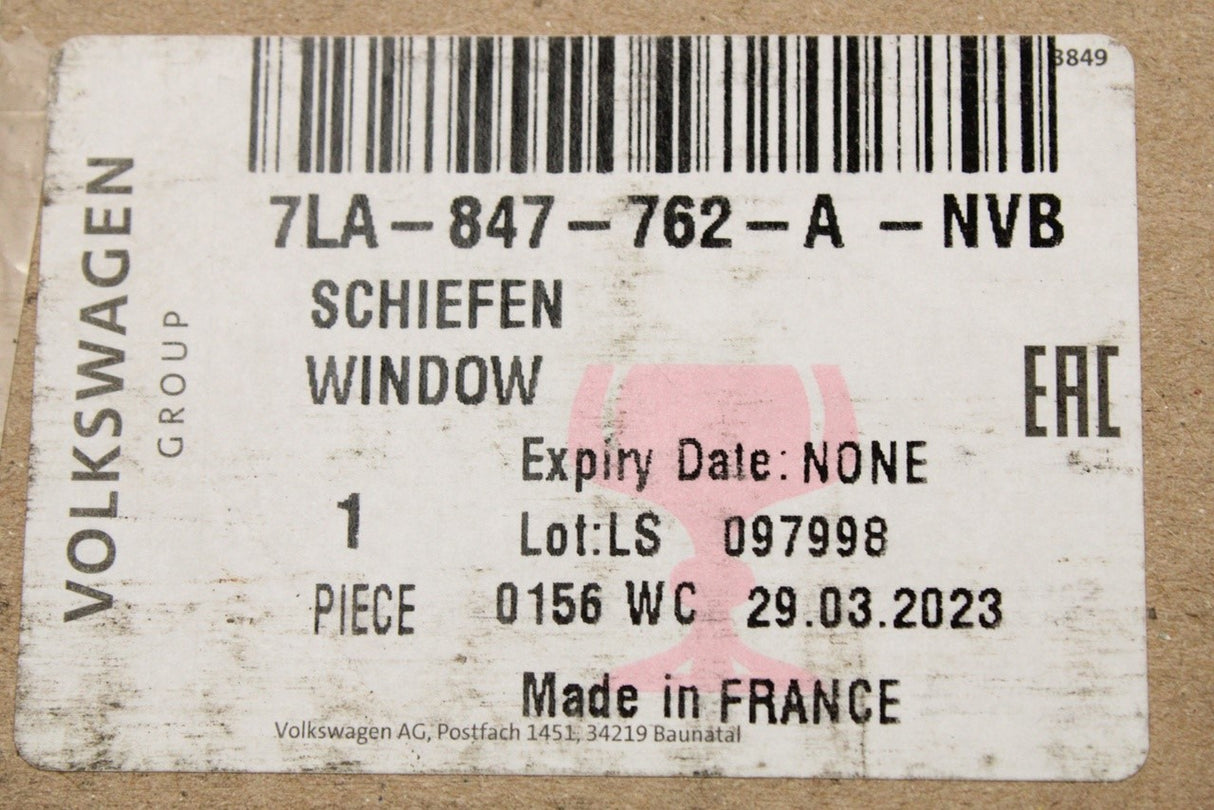 VW Transporter T6.1 complete sliding door window (right) 7LA847762A NVB