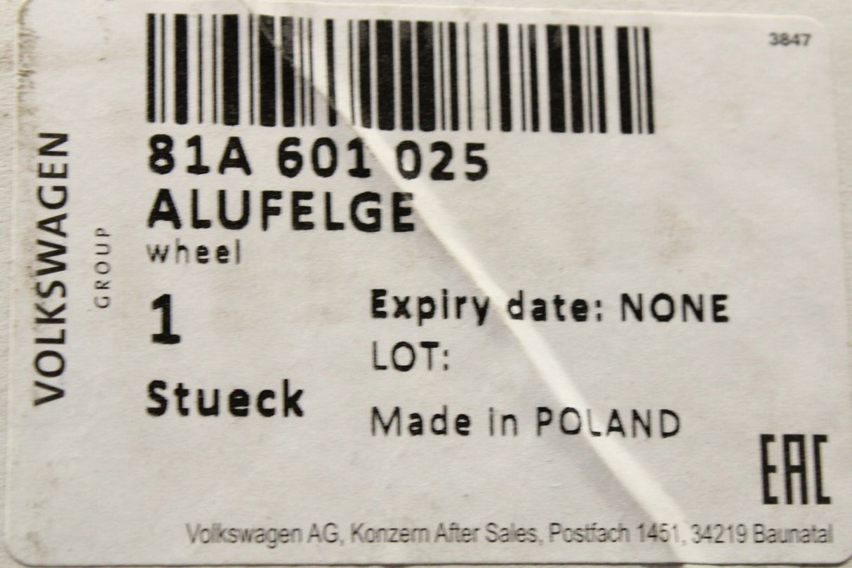 Audi Q2 2017-on alloy wheel rim 16"x6.5J (silver) 81A601025