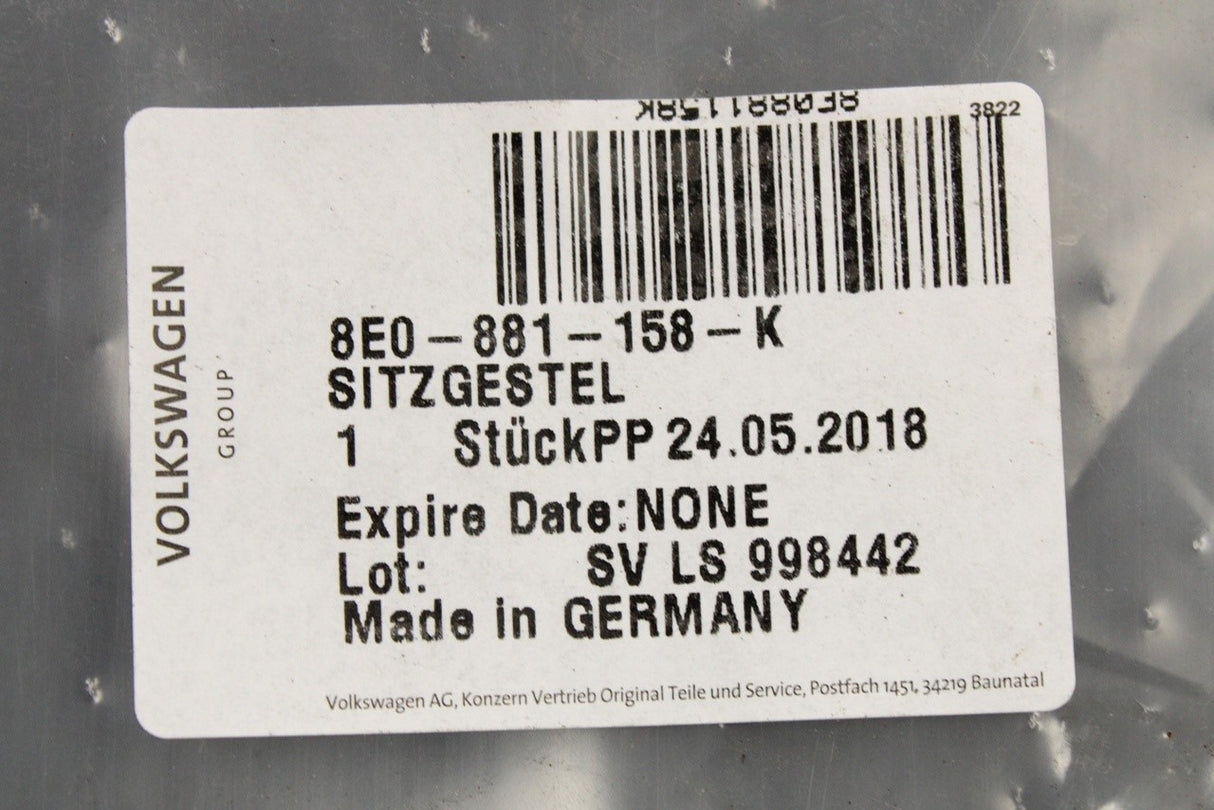 VW Touareg Audi A4 A6 Q7 RS4 RS6 SEAT 05-15 electric seat frame (right) 8E0881158K