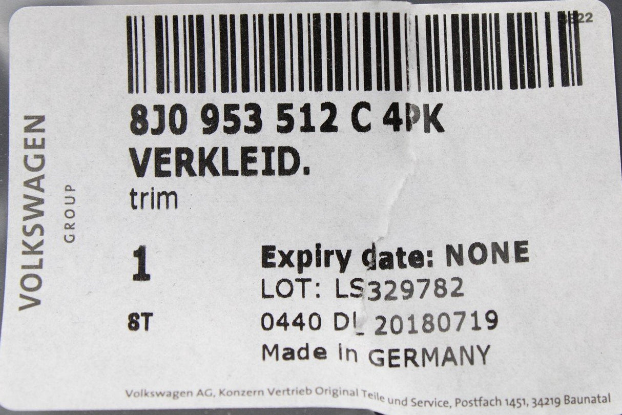 Audi TT TTS TTRS 2007-2014 steering column trim (lower) 8J0953512C 4PK