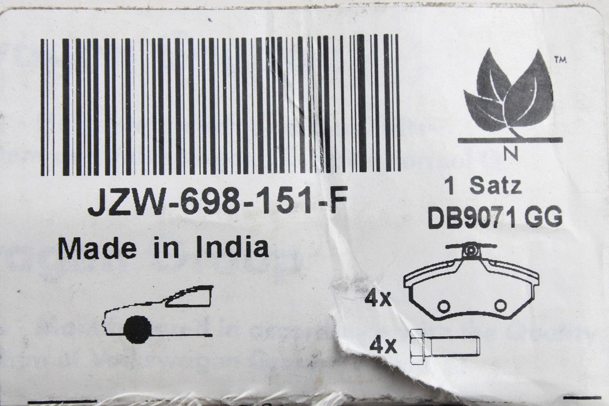 VW Golf MK3 Corrado SEAT Ibiza front brake pads (256,280mm) JZW698151F