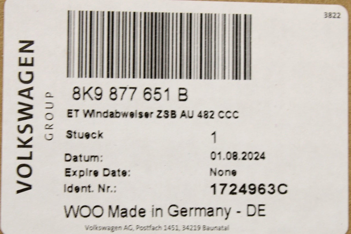 Audi A4 S4 RS4 Avant Q3 RSQ3 panoramic roof wind deflector 8K9877651B