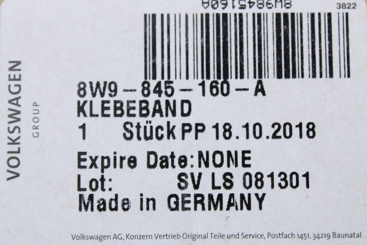Audi A4 S4 RS4 B9 Avant 2016-on spoiler adhesive tape (right) 8W9845160A