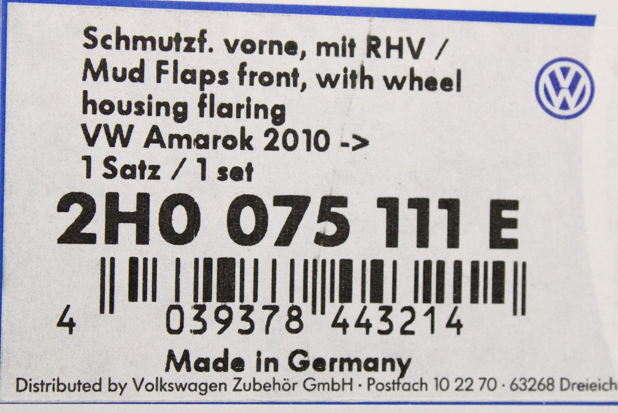 VW Amarok 2011-23 front mud flaps (wide wheel arches) 2H0075111E