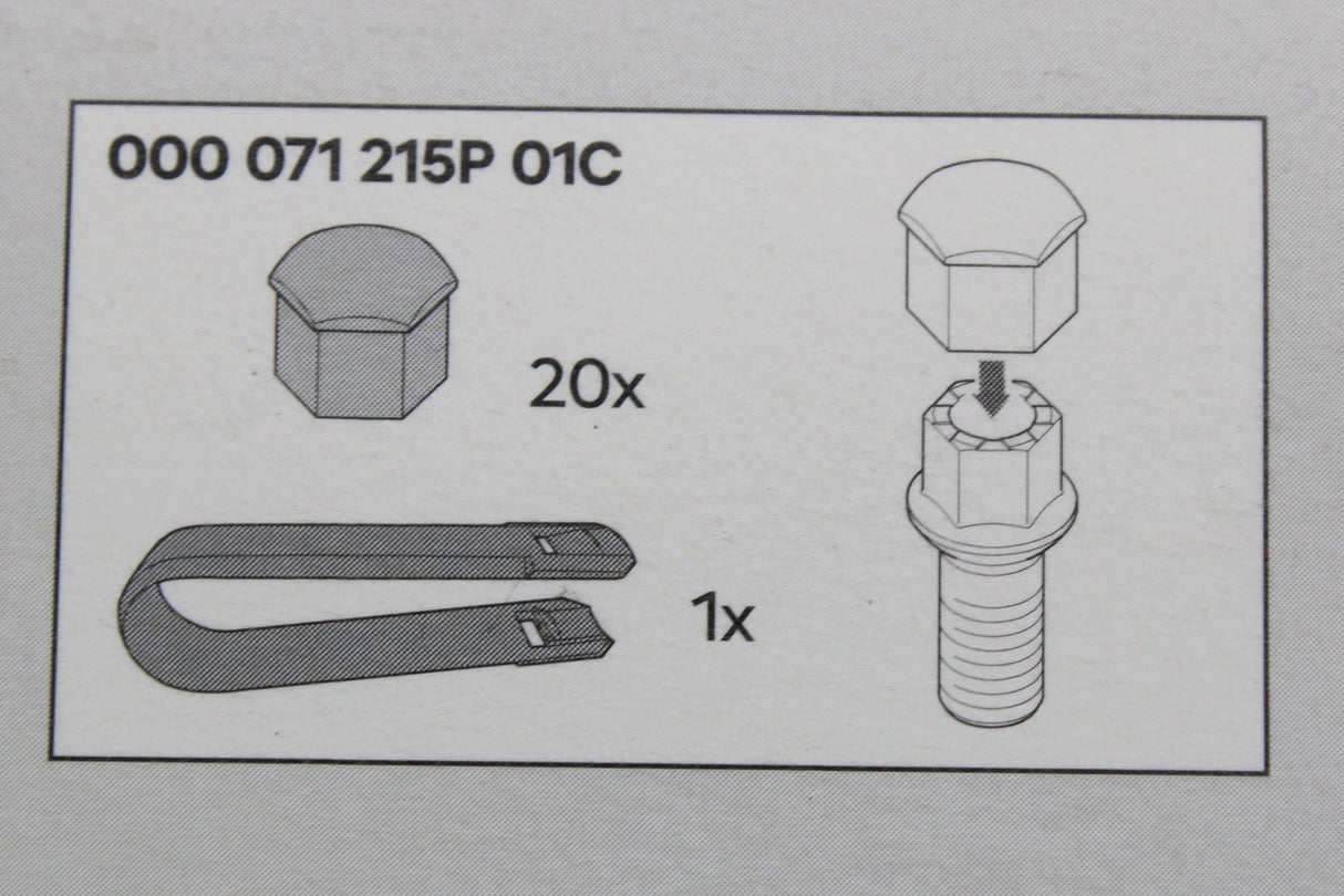 Skoda accessory wheel bolt cover caps set 000071215P 01C