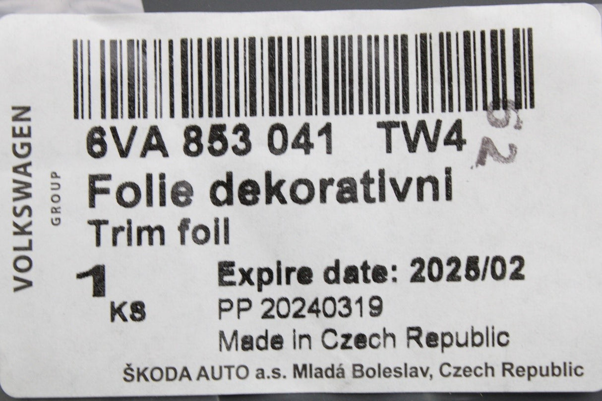 Skoda Fabia 2022-on front wing 'monte carlo' badge (left) 6VA853041 TW4