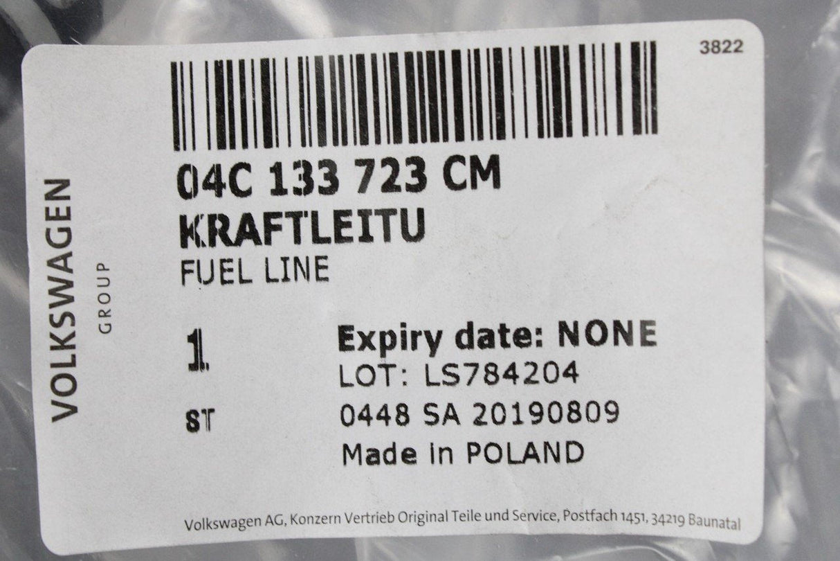 VW Up! GTI 2017-Onward 1.0 TSI fuel pump feed line 04C133723CM