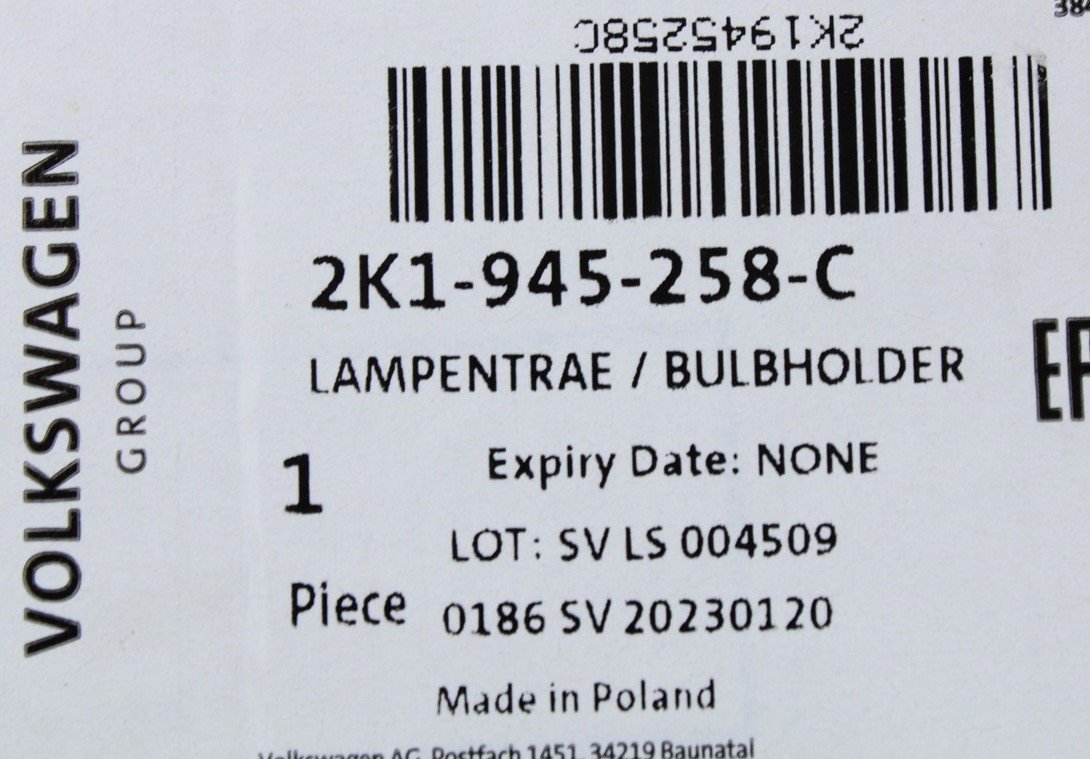 VW Caddy 2016-20 rear light bulb holder carrier (right) 2K1945258C