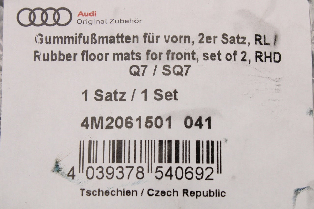 Audi Q7 4M 2016-on RHD rubber floor mats set (front & rear) 4M2061501 041