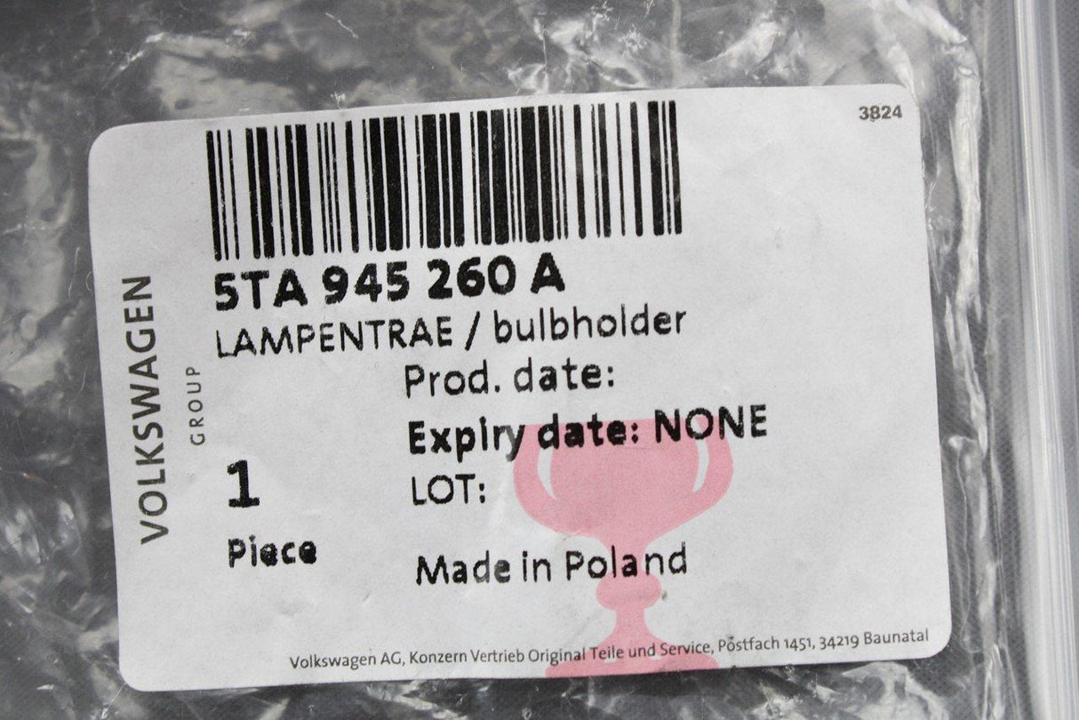 VW Touran 2016-on right inner rear light bulb holder RHD 5TA945260A
