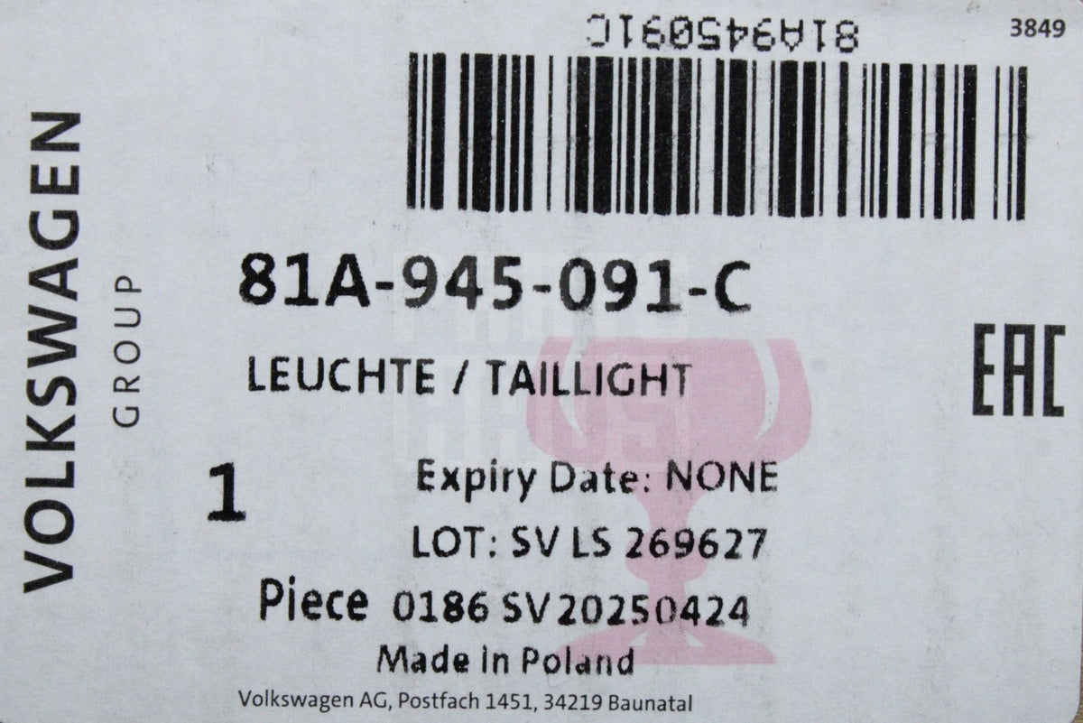 Audi Q2 2017-on LED tail light (left) 81A945091C