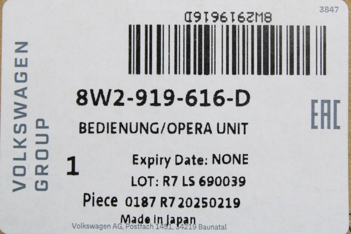 Audi A4 A5 RS4 RS5 2016-2025 volume control knob 8W2919616D