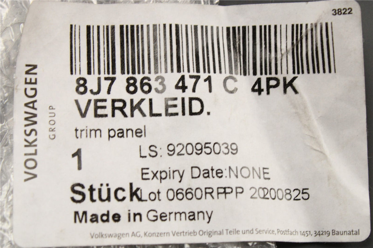 Audi TT TTS TTRS Roadster 2007-2014 cross panel trim 8J7863471C 4PK