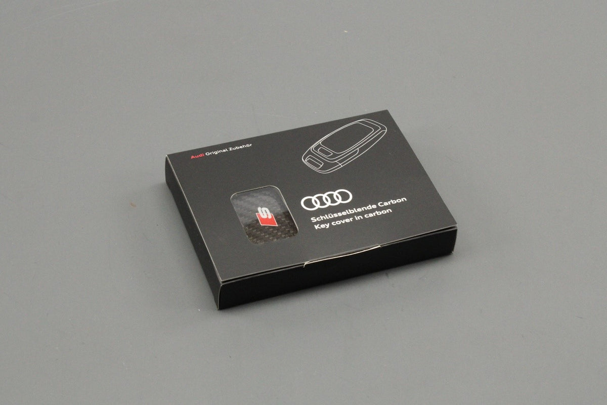 Audi S3 S6 S8 SQ7 20-on carbon fibre 'S' logo key cover 4M8071208A 3Q0, view 1