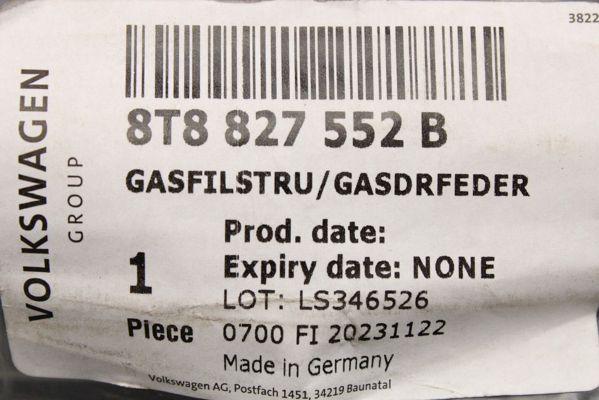Audi A5 Coupe 2012-2016 gas filled boot strut (x1) 8T8827552B